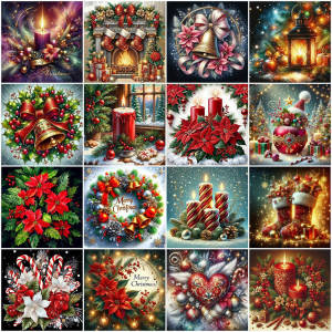 EverShine DIY 5D Diamond Painting Christmas Wreath Mosaic Candle Full Drill Embroidery Flower Crafts Art Supplies Unique Gift