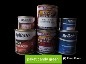 PAKET LENGKAP CAT PENTA SUPER GLOSS CANDYTONE GREEN CAT MOBIL DAN MOTOR OTOMOTIF