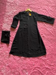 abaya setelan anak ruqoyah bahan jetblack dan sifon silky
