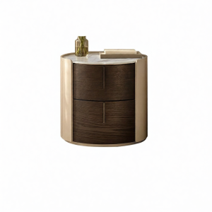 Antique Style Bedside Cabinet with Double Drawers Natural Luxe Stone
