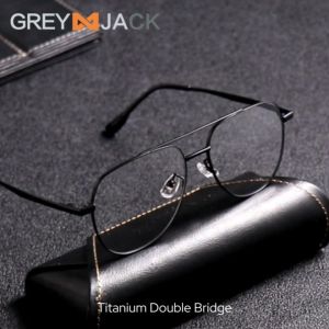 Grey Jack Frame Kacamata Bahan Titanium Model Aviator Ringan Kokoh Fashion Pria Wanita Bisnis Style Simple Ringan Bisa Minus Antiradiasi Bluecromic 98584