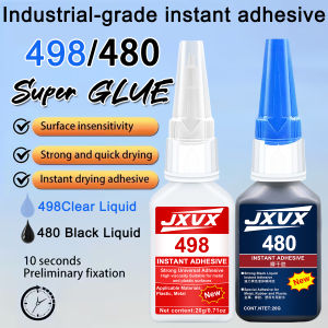 JXVX 1-3pcs 498（clear）/480（black） Instant Strong Super Glue cyanoacrylate Universal Superglue Mighty Instant Glue for Resin Ceramic Metal Glass Fast Dry Gluewaterproof With precision distributor 20g.