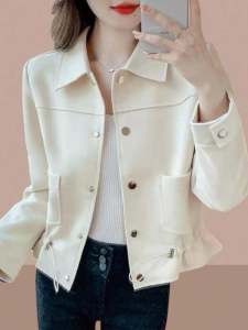 แจ็คเก็ตสั้นลำลองสำหรับผู้หญิง ฤดูใบไม้ผลิและฤดูใบไม้ร่วง แจ็คเก็ตสั้นสไตล์ใหม่ แจ็คเก็ตสั้นสำหรับผู้หญิงไซส์เล็ก เสื้อคลุมกันหนาวแบบสวมหัว