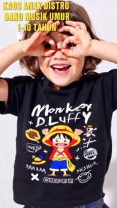 ( Kaos Anak ) Monstahopkids Kaos Anak Laki-Laki Perempuan Motif LUFFY PIRATE KING Bahan 24s