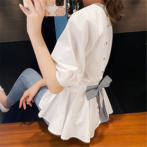 Elegant Unique Design Blouse with Ruffle Sleeves