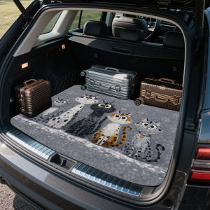 Cartoon Cat Trunk Mat Kawaii Cargo Liner Non-Slip Boot Protector Universal Fit Car Accessories Stain-Resistant & Durable
