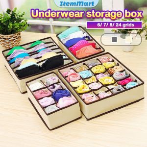 ItemMart Bra Underwear Panty Sock Organizer Foldable Wardrobe Drawer 6 7 8 24 Grids