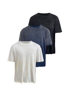 JCAESAR STUDIO | Faded Stonewashed Tee Shirt with Long Staple Cotton and Snowflake Linen-like Finish