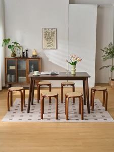 MEIZHULIJIA | Stackable Retro Woven Rattan Sturdy Round Stool