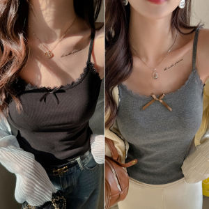 MiiOW | Pure Desire Lace Strap Vest Womens Inner Wear Outerwear 2025 New Style Cotton Blend Elastic Fabric Sweet Style One-Piece