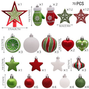 PROTREE Christmas Balls Ornaments Santa Claus Snowflakes for Xmas Tree Shatterproof Christmas Tree DecoratioN