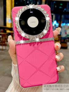 Luxury Fashion Leather Phone Case for Huawei Mate60 pro Full Cover Diamond Lens Anti-Fall Womens Model with Lanyard Creative Protection