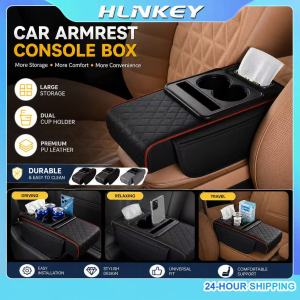 HLINKEY 3 In 1 Car Armrest Pad Thickened Sponge Center Console Box Elbow Support Cushion Cup Holder Storage Bag Universal Car SUVs