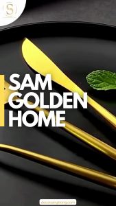 Combo 4 Món Muỗng Nĩa Dao Arya Gold  Inox 304 Mạ Vàng Sang Trọng Phong Cách Vintage Đa Năng Tiện Lợi