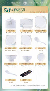 Luxurious Bone China Bowl Plate Set New Home Elegant Ceramics Dinnerware Set Moving Celebration round Shape Plant Floral Pattern