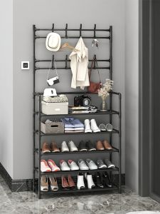 Simple Portable Stand Coat Rack Dustproof Multi-layer Storage Rack Home Dormitory Use Carbon Steel Material Modern Minimalist Style