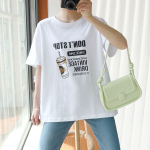 เสื้อยืดคอกลมแขนสั้นผ้าฝ้ายสำหรับผู้หญิงไซส์ใหญ่ ทรงหลวม ทรงเข้ารูป แฟชั่นฤดูร้อน 2023 ใหม่ เสื้อยืดแขนสั้นผู้หญิง