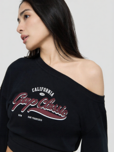 Gap | Floral Print Loose American-Style One-Shoulder Long Sleeve Womens T-Shirt