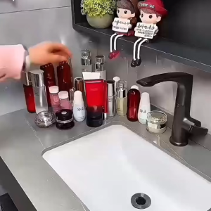 ชั้นเก็บเครื่องสำอางค์ในห้องน้ํา แบบสองชั้น จัดระเบียบอ่างล้างหน้าอย่างมีสไตล์ ATTCH