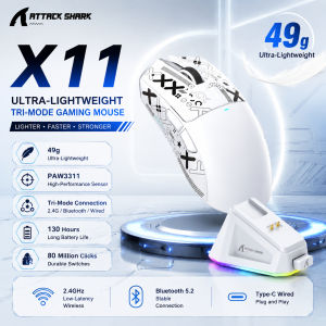 Attack Shark X11 PAW3311 Wireless Gaming Mouse | 1K Hz Polling Rate Macro Support RGB Magnetic Docking Charger for Esports