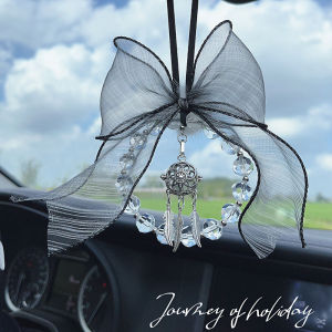 Automobile Hanging Ornament Car Aromatherapy Ornaments Rearview Mirror Pendant Womens Crystal Perfume Car Decoration Bows