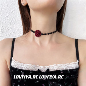 Discover the Charm of Handmade Heart Shaped Choker & Short Suede Red Flowers Necklace