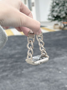 สายนาฬิกาผู้หญิงแบบโซ่โลหะเดี่ยวสไตล์เรียบง่ายสำหรับ Apple Watch เนื้อโลหะผสมเหล็กไร้ตะเข็บสายรัดแขนสายนาฬิกาสุดเก๋