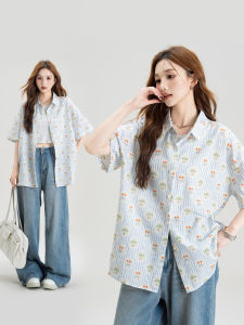 เสื้อเชิ้ตแขนสั้นสไตล์ฝรั่งเศสสำหรับผู้หญิง ฤดูร้อน 2025 ดีไซน์ใหม่ หลวม กระชับสัดส่วน ลำลอง เทรนด์ใหม่ เสื้อเชิ้ต