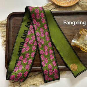 Khăn Choàng Trang Trí Hoa Hồng Thiết Kế Mới Phong Cách Hàn Quốc Cho Nữ Khăn Choàng Dài Thắt Nút Túi Khăn Choàng Lụa Nữ