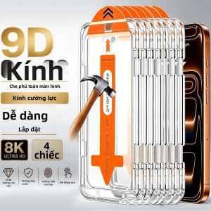 4 Miếng Dán Bảo Vệ Màn Hình Kính Cường Lực Ultra HD Cho iPhone 18/17/16/15/14/13/12/11 Pro Max/18 Pro - Độ Cứng 9H Dễ Dàng Lắp Đặt Chống Trầy Xước
