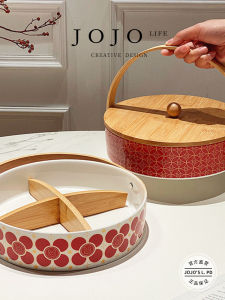 JOJOS Ceramic Chinese Style Fruit Tray Celebration Simple Grid Storage Box Luxury Minimalist Universal Dining Utensils