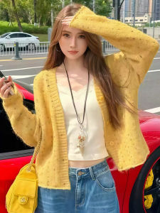 Loose Womens Knitted Cardigan Sweater Spring Autumn New Style Colorful Lazy Style Outerwear Soft Long Sleeve V-Neck Thermal