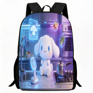Sanrio | Kids Bag Sci-Fi Kitchen Puppy Print Backpack Adjustable Breathable School Bag Lightweight Casual Daypack with Neon Light and Sma