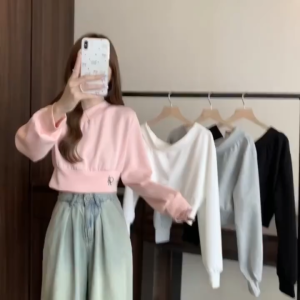 Spicy girl sleeveless long-sleeved shirt crop tops