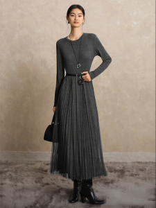 Yigue | Slimming A-Line Long Sleeve Dress