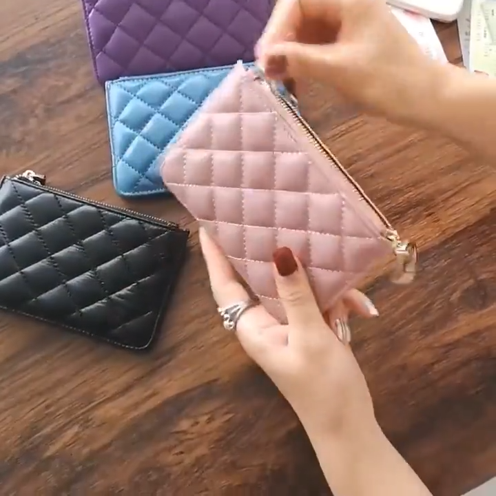 PU Leather Diamond Coin Purse For Women Mini Zipper Short Wallet Coin Card Storage Bag Card Holder Wallet