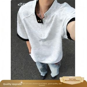 ZHUOCAN | Half Zip Polo Shirt for Men Clean Fit Color Block