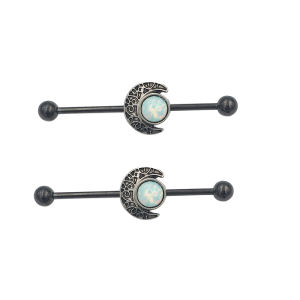 1ชิ้น1.6*38 + 5สเตนเลสสตีลแท่งตรงโอปอล์หูเจาะอุตสาหกรรมต่างหูสำหรับกระดูกอ่อนเจาะ Barbell เครื่องประดับ Barbell