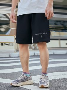 Summer New Mens Casual Straight Leg Beach Shorts Trendy Five-Point Pants mid Waist Loose Fit Comfortable Durable Polyester