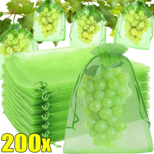 【Swan Home】200PCS Fruit Protection Bags Plant Grow Netting Bags with Drawstring Anti-Bird Strawberry Grape Mesh Bag Vegetable Cover Garden Tools