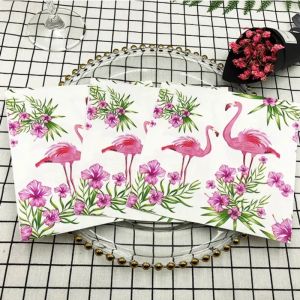 Flamingo Colour Printed Napkin Square Folding Paper Napkin Restaurant Placemat Facial Napkin Wine Glass Flower Origami Placemat