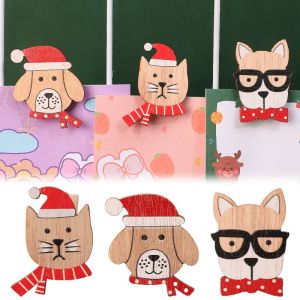 3/6PCS Mini Christmas Cartoon Cat Dog Photo Clip DIY Holiday Party Atmosphere Decoration Clip Home Christmas Tree Wall Stove Decoration Clip