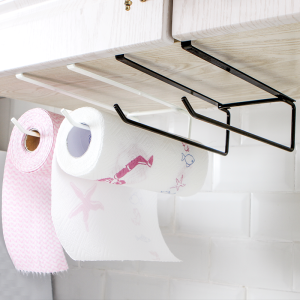 Punch Free Towel Rack Storage Rack Iron Plastic Wrap Storage Rack Wall-Mounted Kitchen Roll Stand Cabinet Tissue Rack