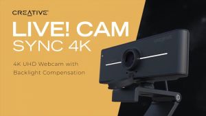 Creative Live! Cam Sync 4K UHD USB Webcam with Backlight Compensation Up to 40 FPS 95° Wide-Angle Lens Privacy Lens Built-in Mics Plug & Play for PC and Mac VF0920