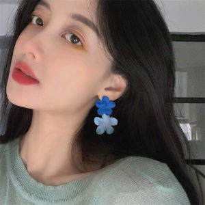 Blue Flower Womens Earrings Unique Versatile High-End Sensation Ear Jewelry Fashionable Alloy/Dipped Silver/Dipped Gold