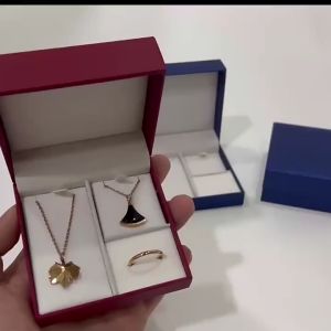 Straight Edge Faux Leather Jewelry Box Ring and Pendant Storage Set