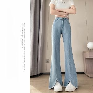 JIANGLU | Plus Size Spring & Autumn Smooth Denim Pants High Waist Loose Trousers