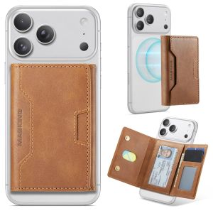 2 in 1 Detachable Magnetic Leather Wallet Card Holder Phone Stand for iPhone 17 Air 16 15 14 Plus 13 12 Pro Max Tri-Fold Magsafe Cover
