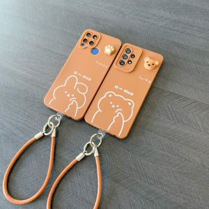 Honor X9 printed brown bear rabbit camera protect leather strap soft case 小熊兔子手机壳