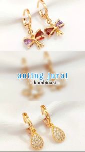 Nice Jewelry Anting dewasa jurai premium ori mewah mutiara 1 permata lapis emas gold AT 172